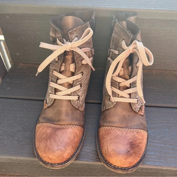 RIEKER BROWN TAN COMBAT BOOTS SIZE 39 NEW - Picture 5 of 11